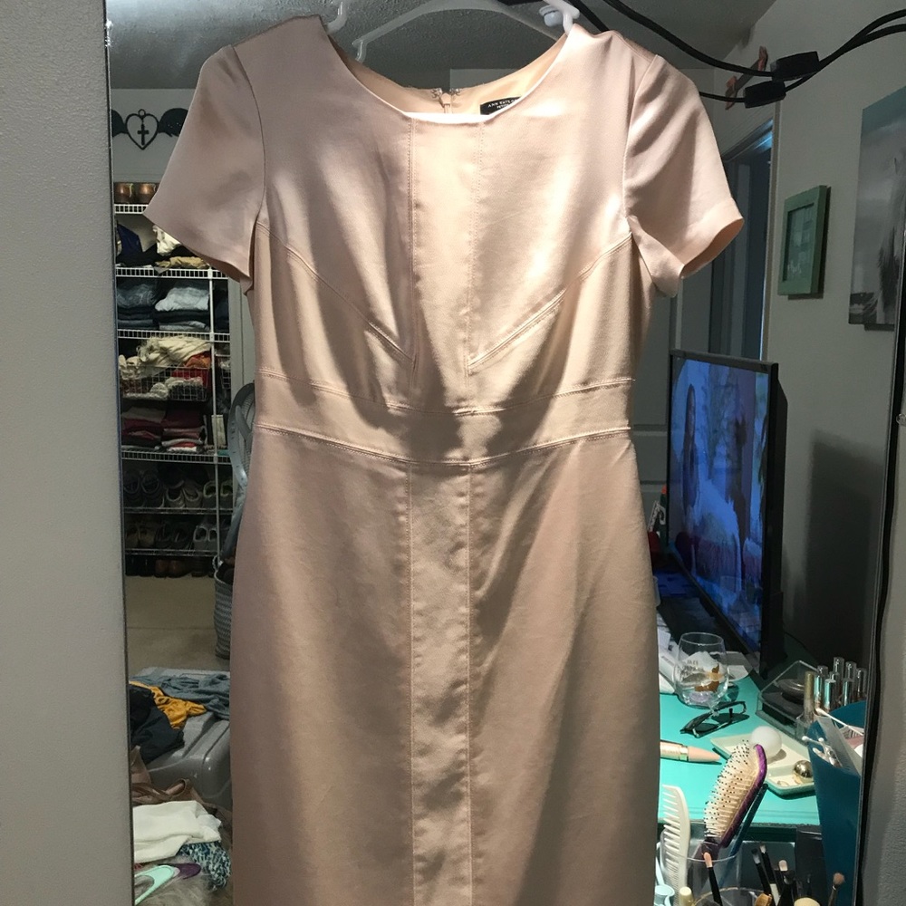 Form fitting nude dress
